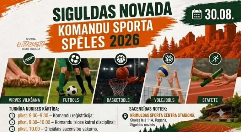 Siguldā līdz 21. augustam gaida Sporta spēļu komandas